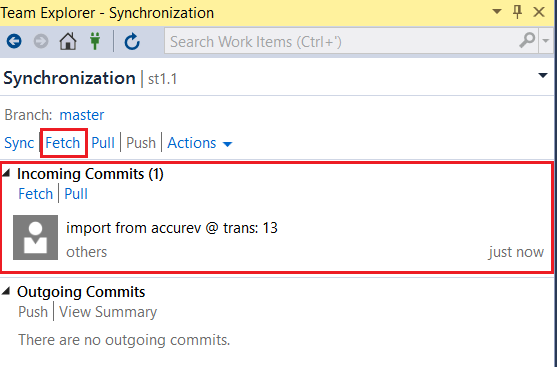 git fetch, pull, push, & sync - Visual Studio (Windows