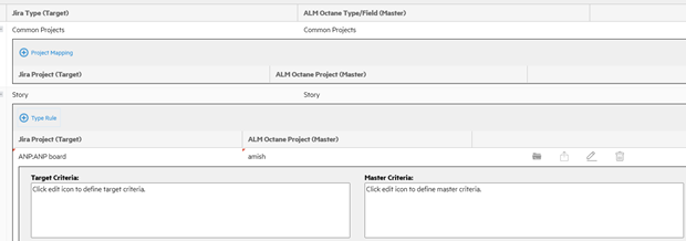 Type-specific project mapping example