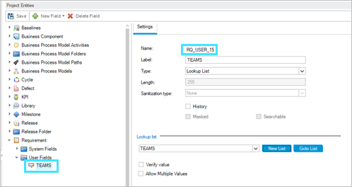 List type user-defined field