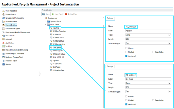 Sample user-defined fields