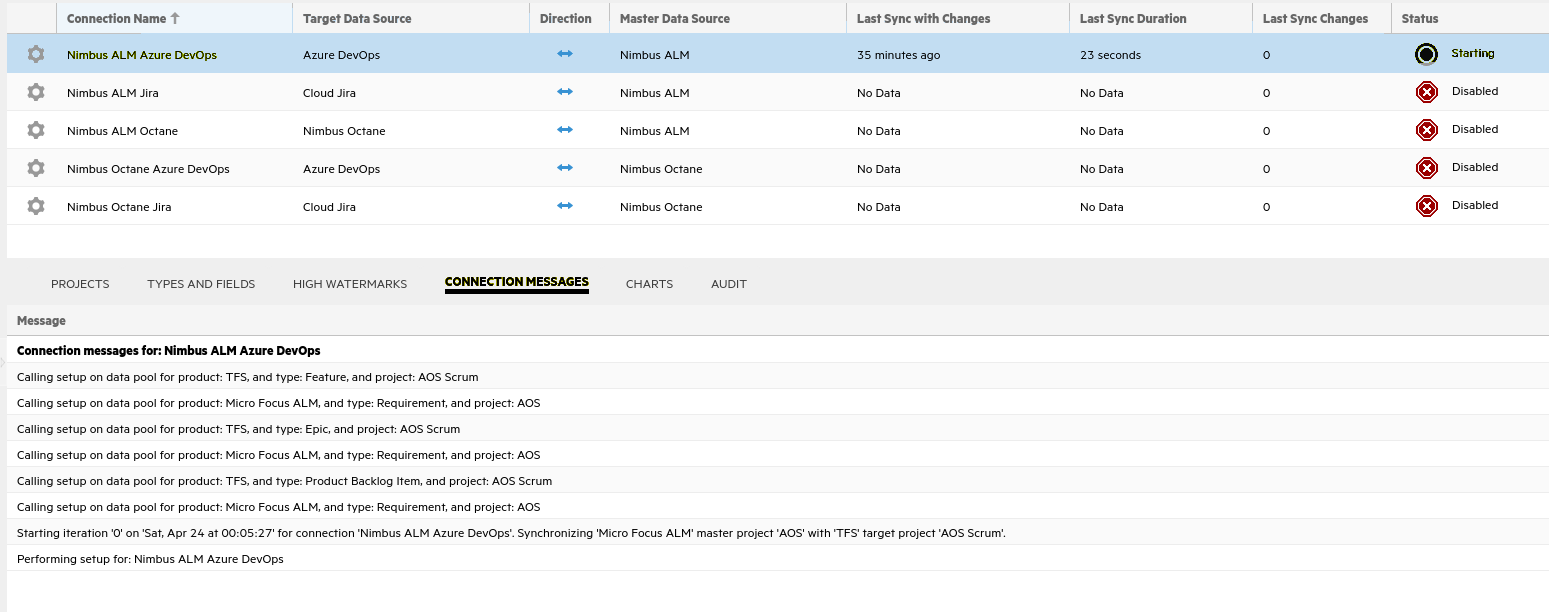 Connection Messages tab