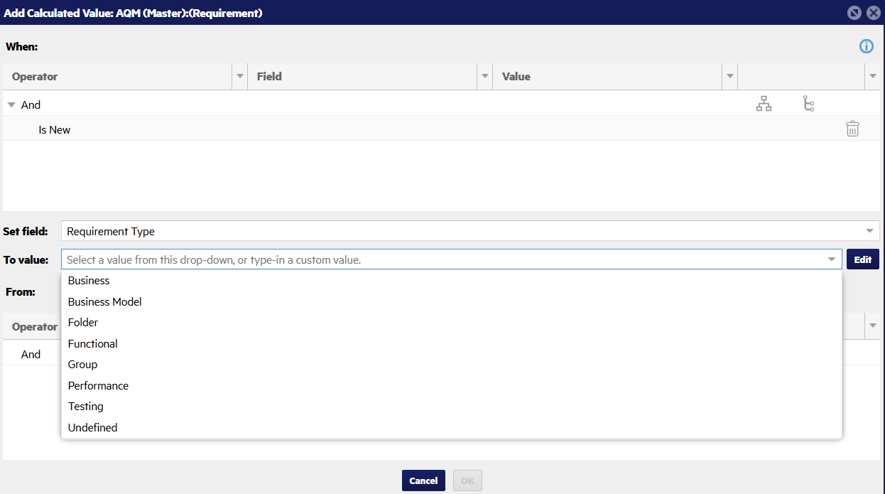 Add Calculated value dialog box