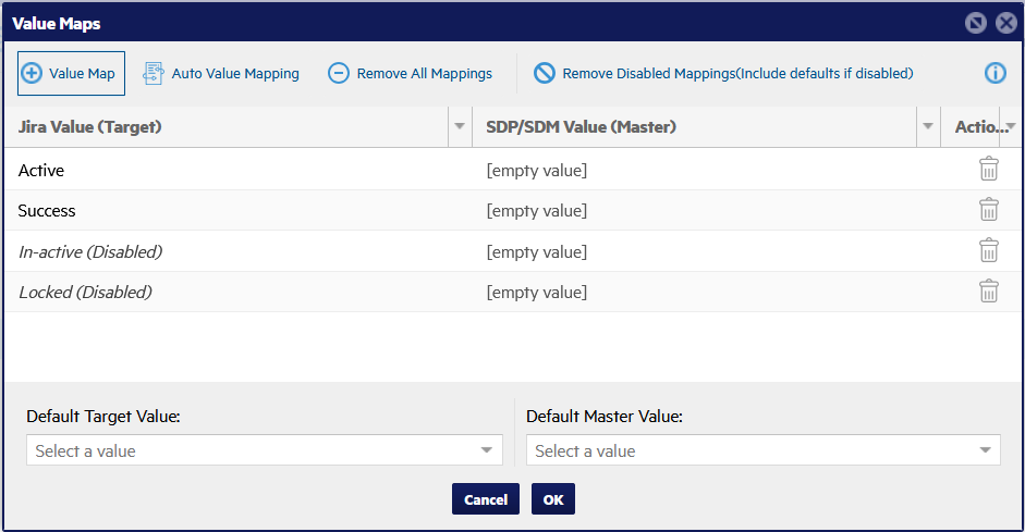 Value mapping dialog box