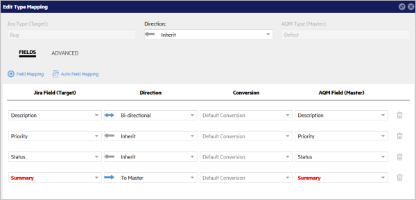 Combination of direction settings