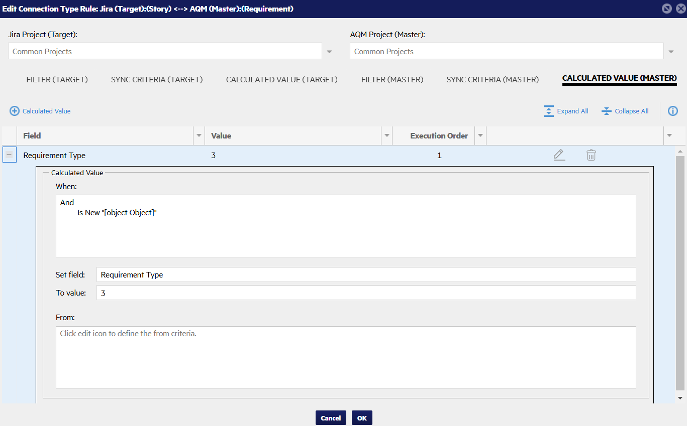 Edit Connection type rules window
