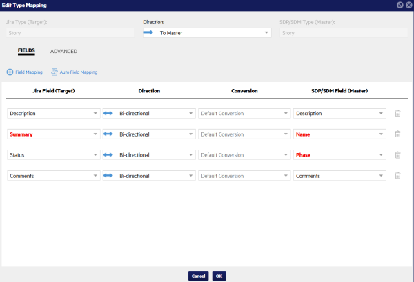 Bi-directional fields