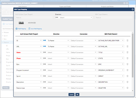 Sample Connection types and fields
