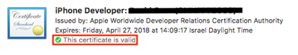 Valid Apple Developer certificate