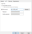 Changing the user credentials in the Log On tab.