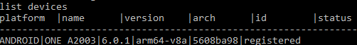 Type list devices in the console and copy the ID of the device 