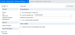 Java VM runtime settings