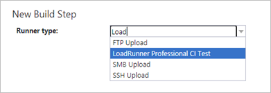 New Build Step dialog box