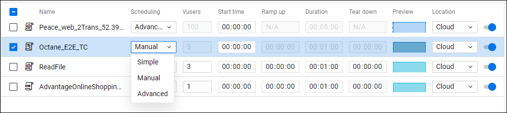 Schedule mode settings