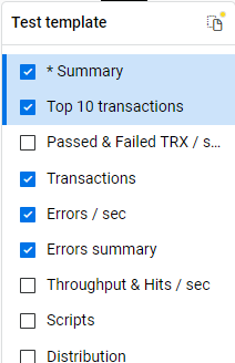 Template list menu