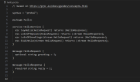 Service in protobuf file