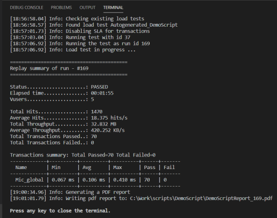 Example of replay summary