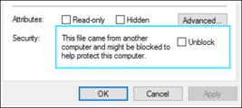 Blocked files message