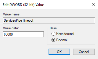 Edit DWORD dialog box