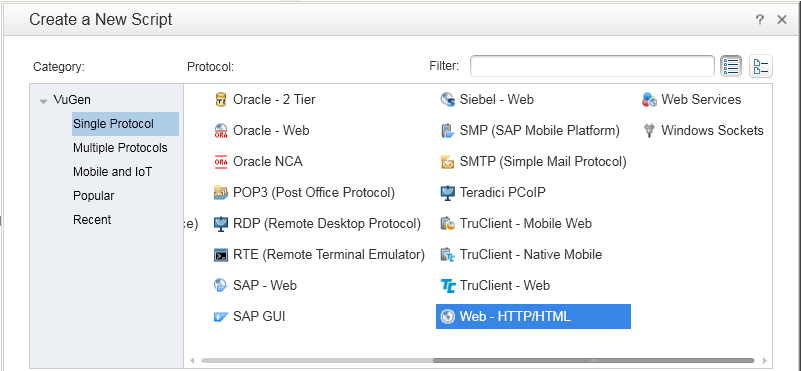 Create a New Script dialog box