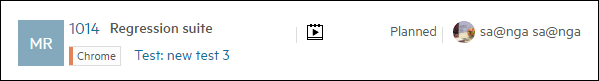 Test run displayed in the My Work module.