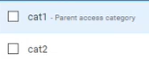 Data access category cat1 has the suffix Parent access category.