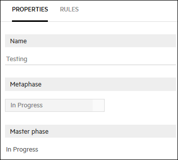 Properties for the In Progress master phase in the Mens Clothing workspace.