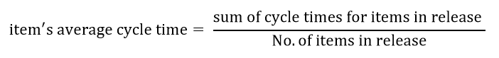 Calculation for feature cycle time across releases widget.