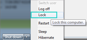 Shut down options for a UFT One machine include Lock and Log off.