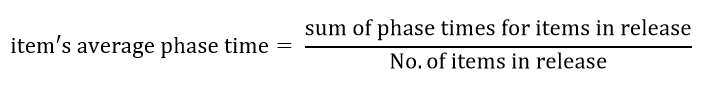 Calculation for feature cycle time by phase across releases widget.