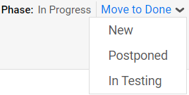 Advancing an item's phase by selecting a secondary transition option.