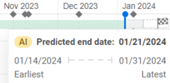 Predicted end date in the Backlog timeline view.