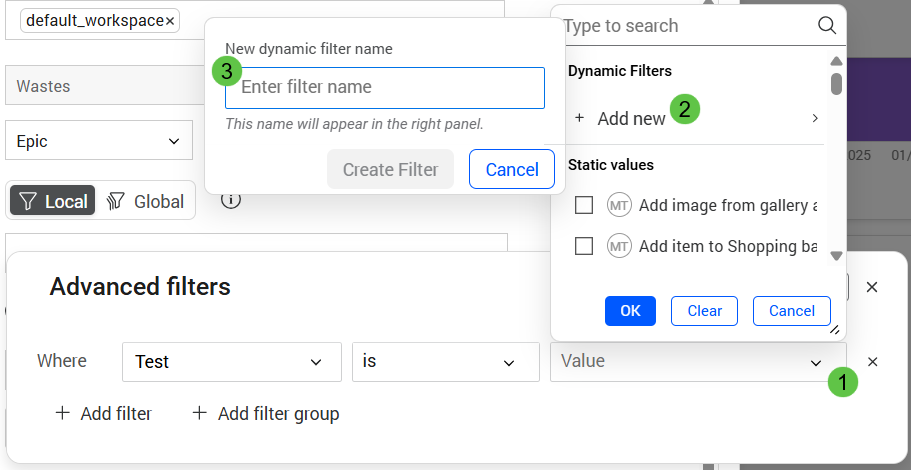 create dynamic filter