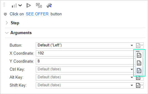 Step arguments example