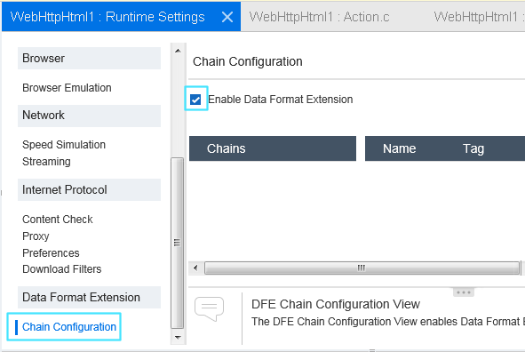 Chain Configuration dialog box