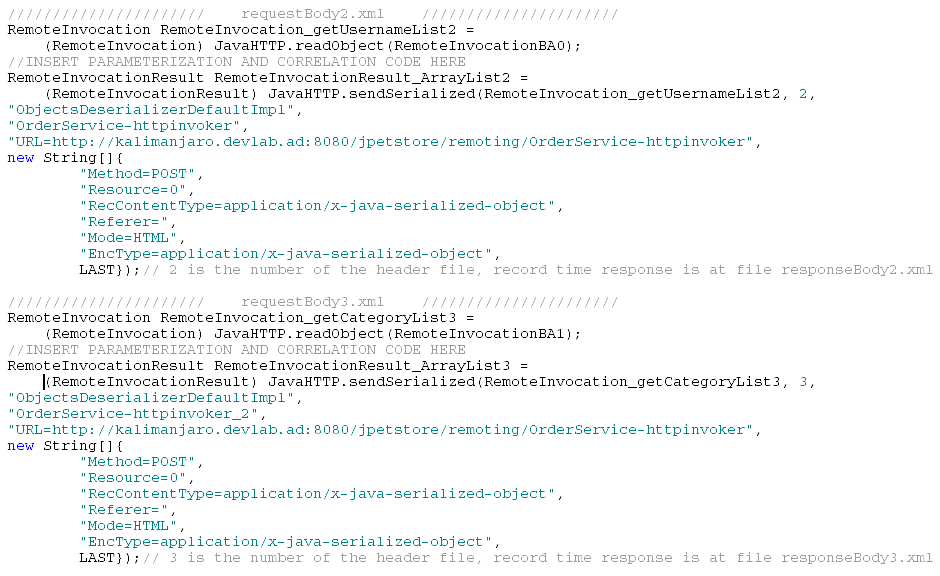 Insert parameters into Java scripts
